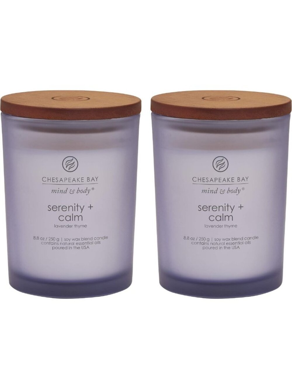 Serenity & Calm Scented Candles - Lavender Thyme Medium Jar 2-Pack for Home